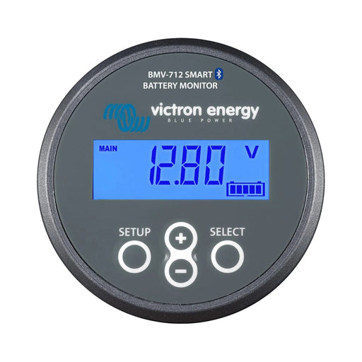 Vista frontal del monitor de batería Victron Energy BMV-712 Smart en color gris