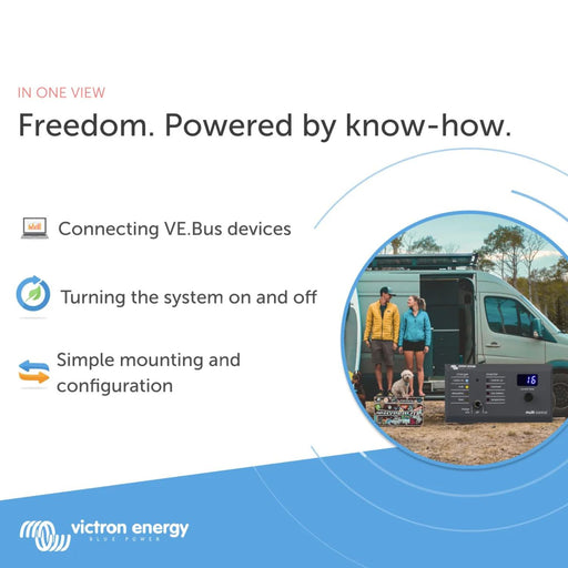 Panel Victron Energy Digital Multi Control GX con ejemplo de uso en autocaravana