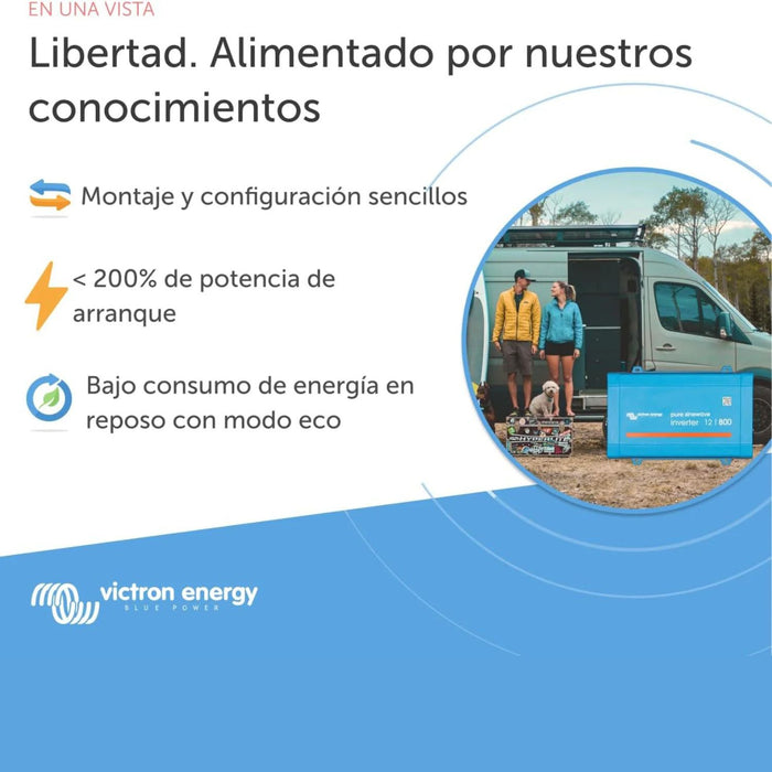 Características del Victron Inversor 800VA con eficiencia energética y uso en campers