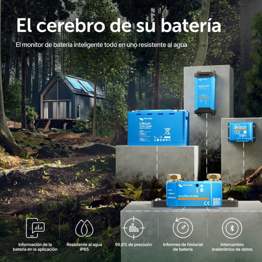 Victron Energy SmartShunt 300A integrado en sistema de energía BluePower para monitorización de baterías