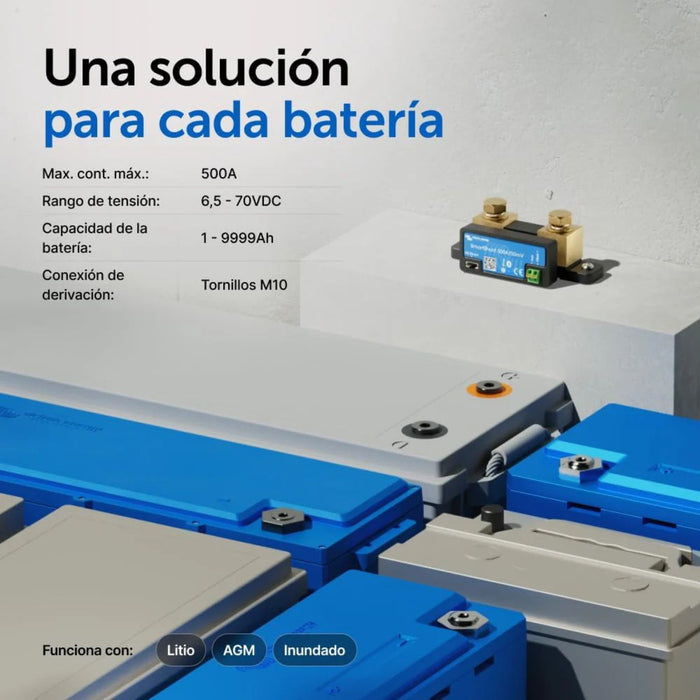 SmartShunt 500A de Victron Energy compatible con baterías de litio, AGM e inundadas