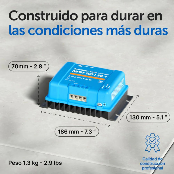 Dimensiones y peso del controlador Victron SmartSolar MPPT 100/30