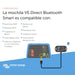 Mochila VE.Direct Bluetooth Smart de Victron Energy mostrando compatibilidad con cargadores, monitores y controladores MPPT