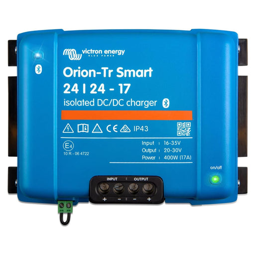Vista frontal del cargador CC/CC aislado Victron Energy Orion-Tr Smart 24/24V 17A 400W