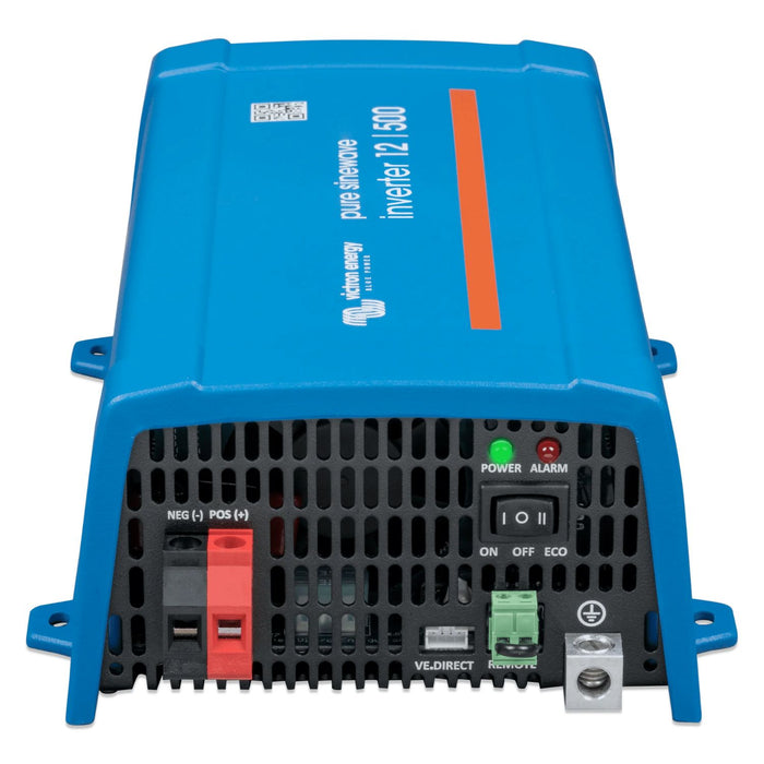 Detalle de conexiones de entrada y salida del inversor Victron Phoenix 12/500