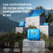 Controladores de carga Victron SmartSolar MPPT instalados junto a paneles solares y sincronizados por Bluetooth.