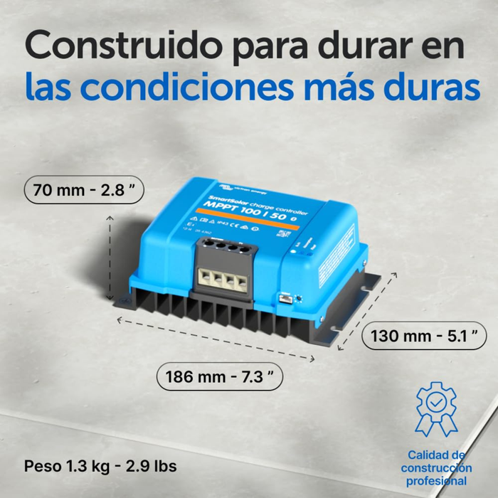 Dimensiones y peso del regulador Victron SmartSolar MPPT 100V 50A