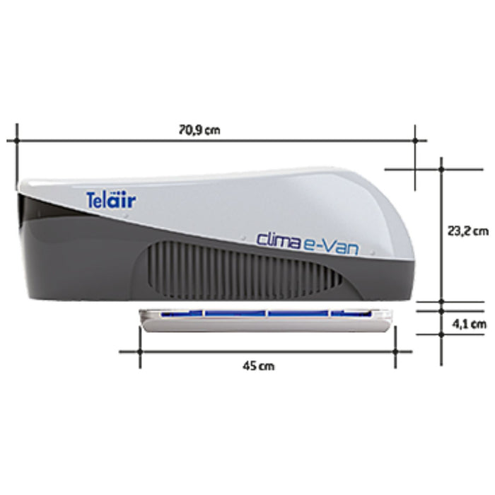 Telair Clima e-Van 3 7400H medidas vista lateral esquema lateral dimensiones